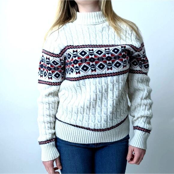 Vintage 70's Lord Jeff Cable Knit Turtleneck Sweater - M - Picture 1 of 6
